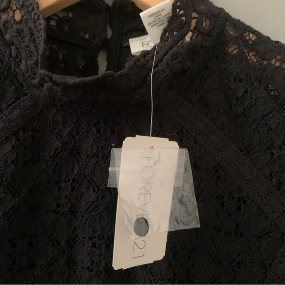 Black Lace Mock Neck Top - Picture 3 of 9